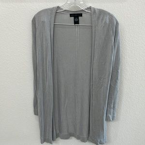 Joan Vass Long Open Cardigan Rayon Gray Sz XS- EUC